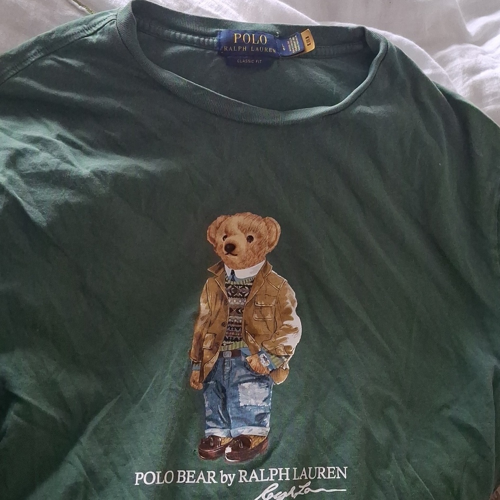 "Polo Ralph Lauren Iconic Polo Bear T-Shirt Green Size Large – Classic Fit - Picture 6 of 9